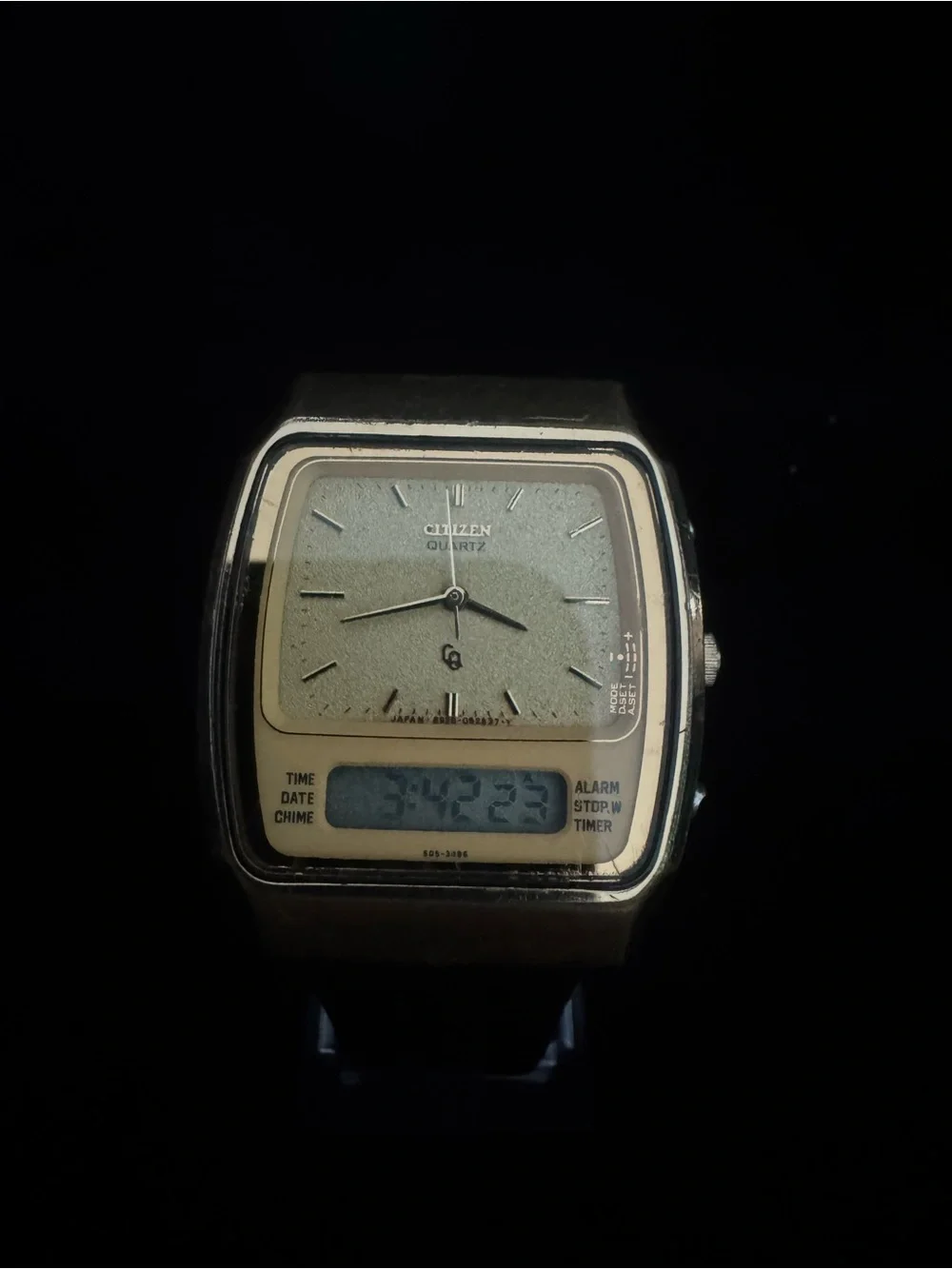 Citizen Two-Display Quartz Watch in Silver and Cream